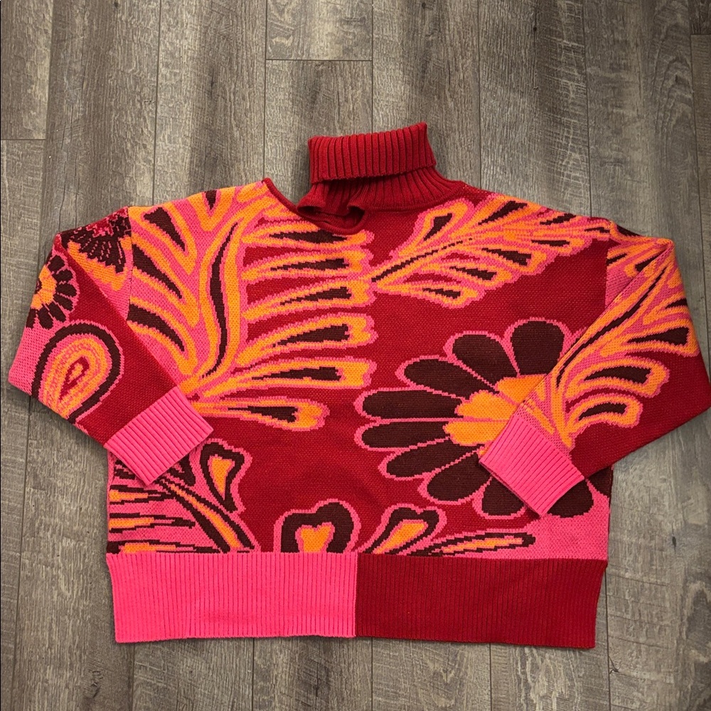 Farm Rio Floral Knit Botanical Print Sweater - Picture 5 of 5